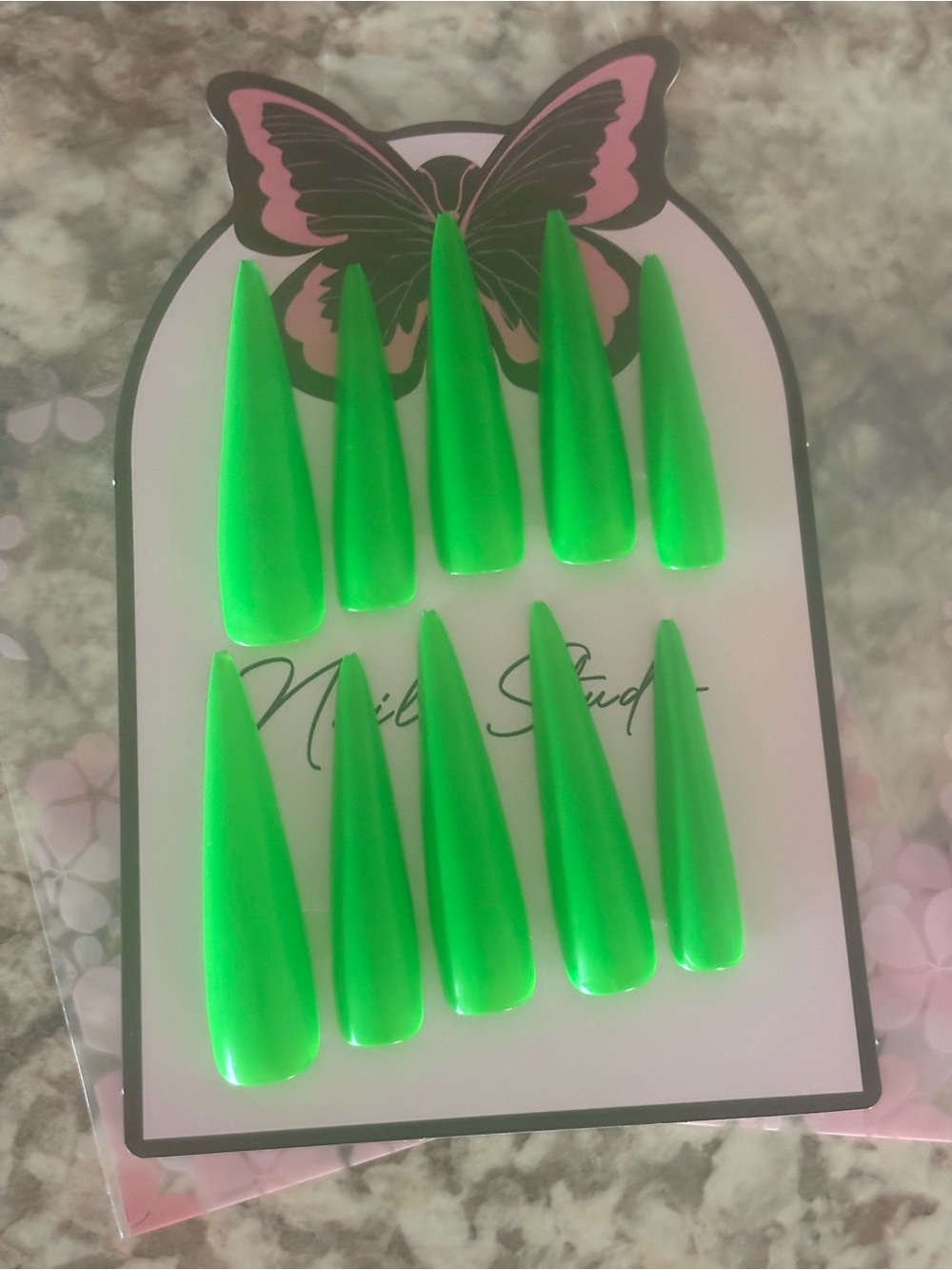 Neon Green Stiletto Press-On Nails -